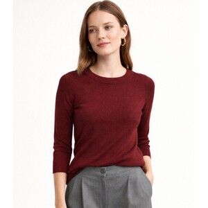 J. CREW Red Merino Wool Pullover Sweater Dark Academia Petite Luxe Size XXS